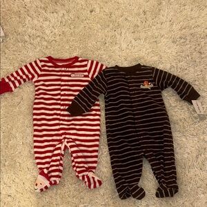 Carter's Red and Brown Striped Footies